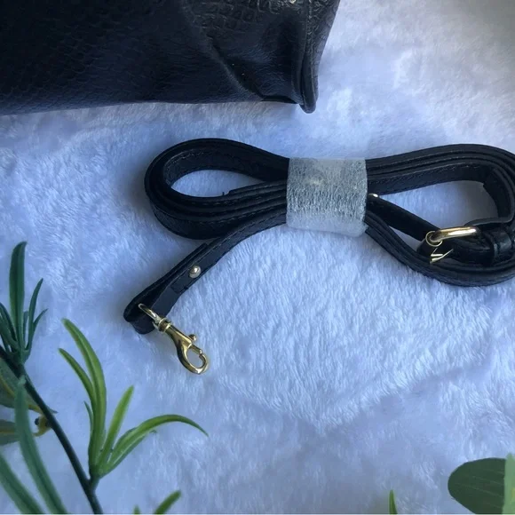 LuLu By LuLu Guinness Reptile Faux Leather Crossbody Bag, Black - Picture 9 of 12